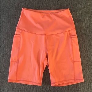 Women's Salmon High-Waisted Biker Shorts
